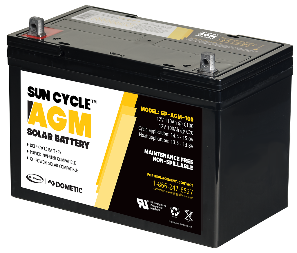 Go Power! 100Ah 12V Sun Cycle AGM Solar Battery - GP-AGM-100-12V